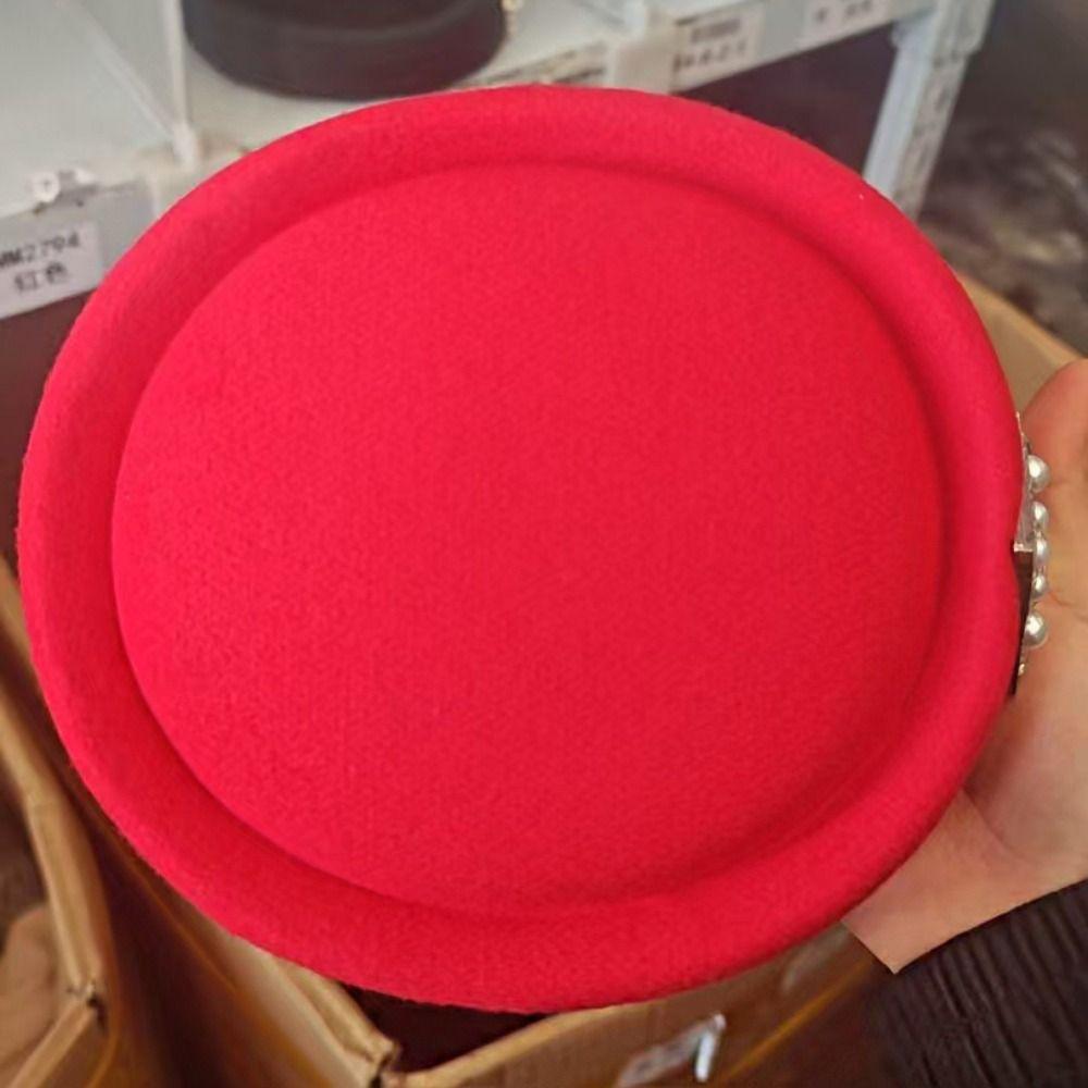 Pălărie Pillbox Culoare Solidă Stras Pâslă Beretă Pălărie Picătură Pălărie Topper Hurch Derby