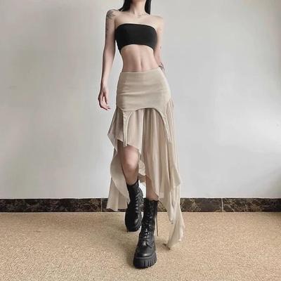 High Waist Irregular Slit Skirt - Slim Fit for Millennial Fashion