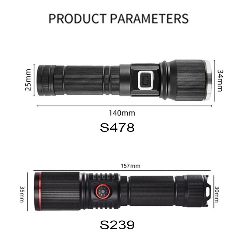 30W High-Power LED Tactical Flashlight with LCD Power Display Zoom Aluminum Alloy Rechargeable Emergency Torch Spotlight