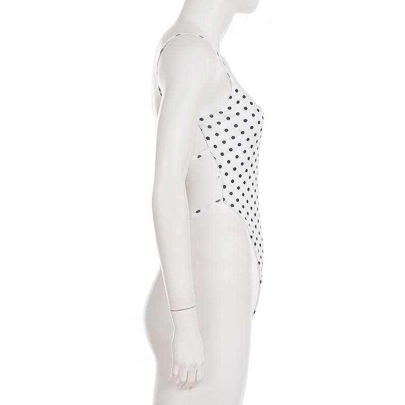 Europäischer Sexy Gepunkteter Schnürrücken-Bodysuit - Figurbetontes U-Ausschnitt-Design