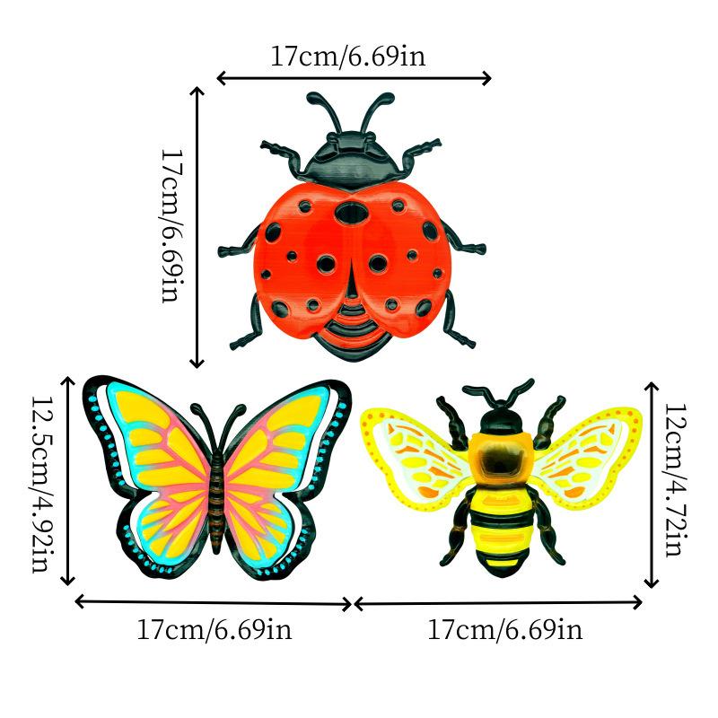 1/3Pcs Iron Bees Ladybugs Butterflies Wall Decor Colorful Garden Decoration Outdoor Indoor Metal Craft Vibrant Home Furnishings