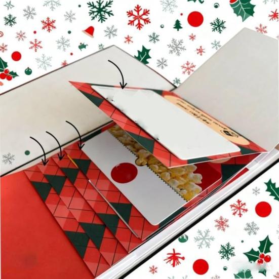 Handmade Waterfall Christmas Gift Card Booklet Creative Holiday Gift Card Festive Cash & Voucher Holder for Group Gifting