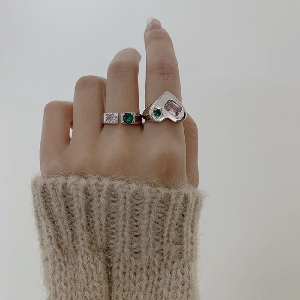 Colored Zircon Ring Ins Cold Wind Index Finger Ring