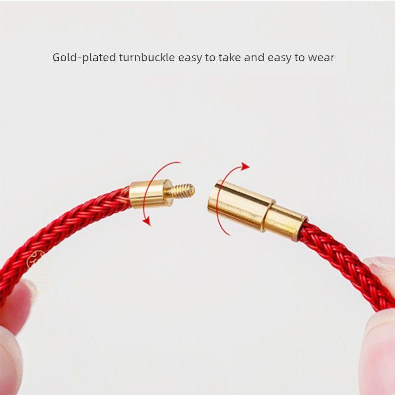 Lucky Beads Wire Rope Bracelet Steel Wire Couple Year of Fate Red Carrying Strap Thread Magnetic Buckle Bracelet Rope