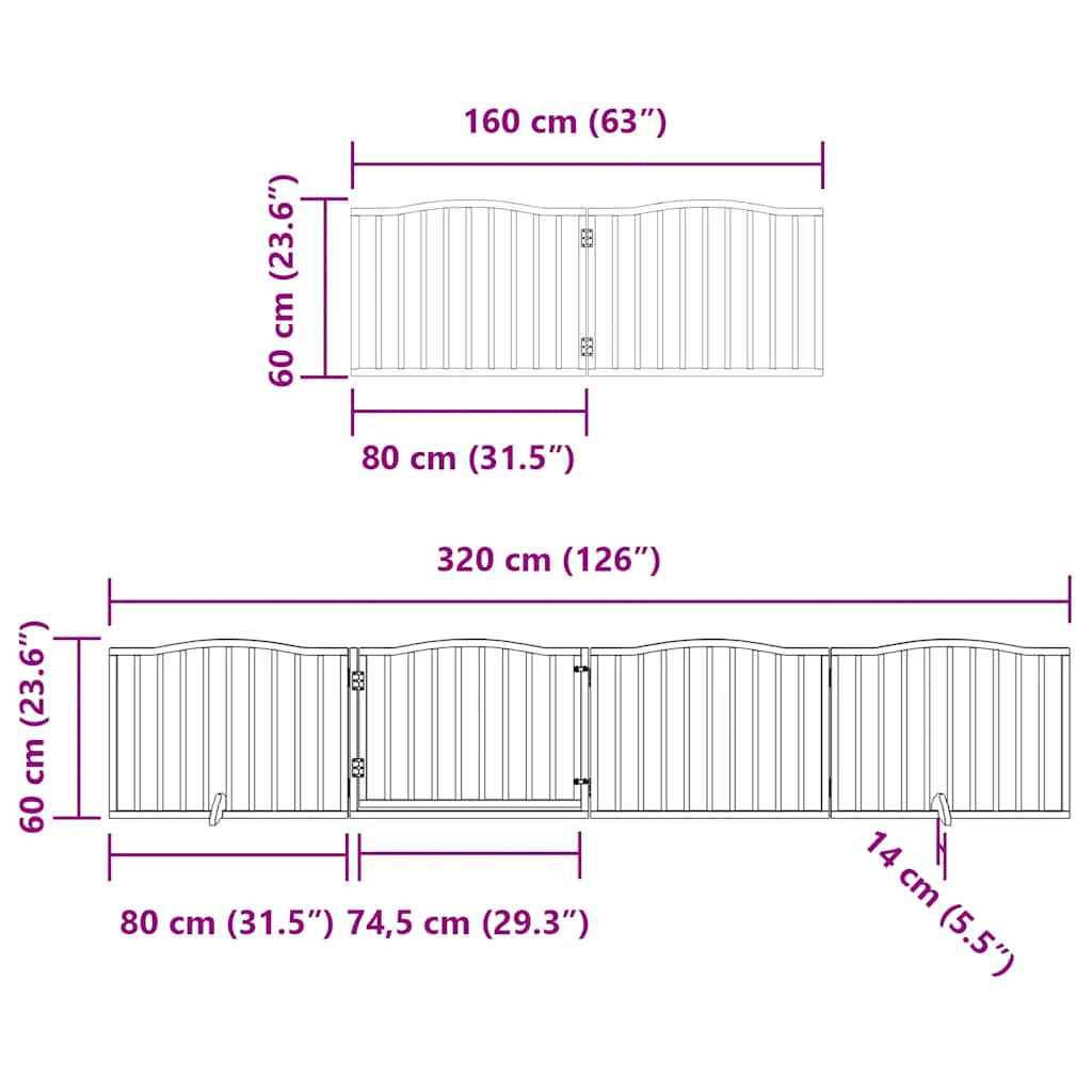 6 Piece Foldable Dog Gate 480 cm Poplar Wood