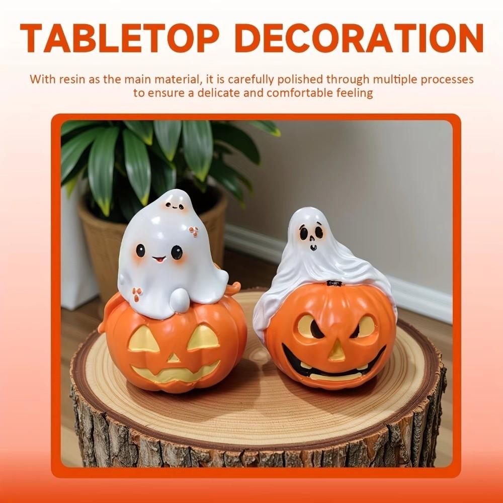 Spooky Pumpkin Halloween Ghost Statue Creative Holding Pumpkin Ghost  Halloween
