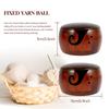 Wooden Yarn Bowl Round Crochet Bowl Holder with Holes Pine Knitting Yarn Bowls Wooden Weaving Thread Bowl with Lid Portable Yarn