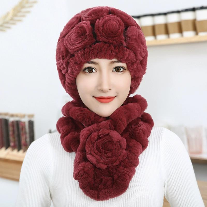 Rex Rabbit Hair Hat Female Autumn Winter Middle-aged and Elderly Mother Thickened Warm Fashion Grandmother Old Lady Mother-in-law Fur Hat