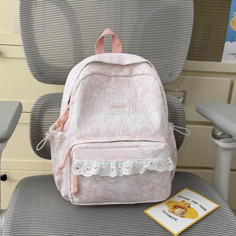 Schoolbag spring new Korean style INS style lace trim middle school backpack, large capacity middle school backpack for women