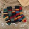 5/10 Pairs Comfortable Casual and Versatile Winter Thickened Warm Terry Socks for Women Retro Ethnic Style Mid Calf Wool Socks for Women