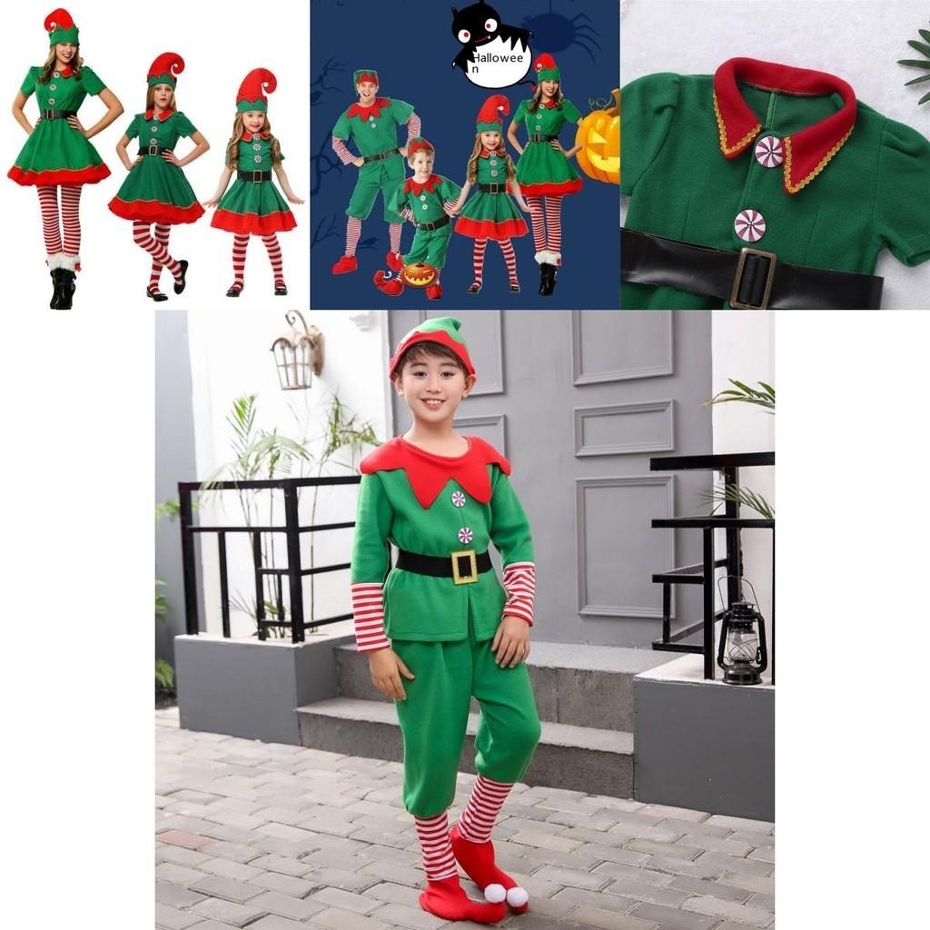 Festive Green Elf Santa Claus Costume For Adults And Kids Perfect For Family Christmas Celebrations