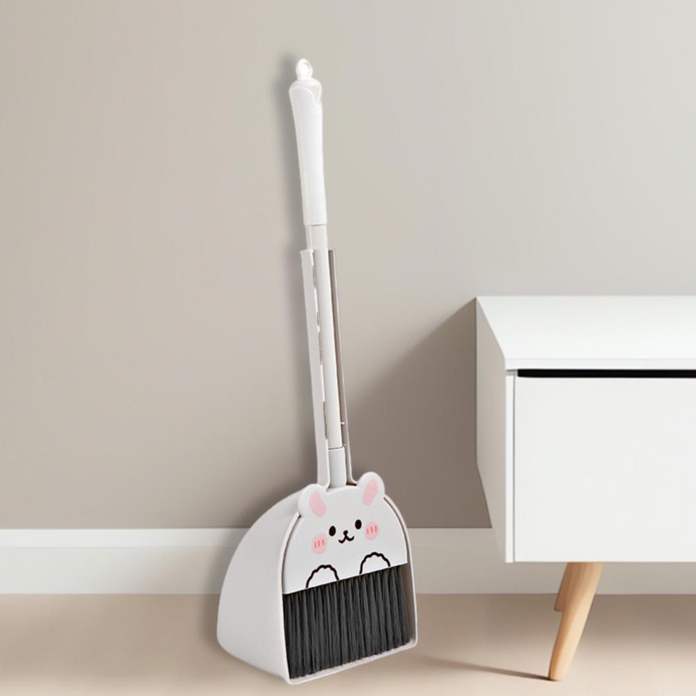 54cm Kids Broom and Dustpan Set Cleaning Brush Cartoon Animal Shape Toddler Broom Dustpan Set Children Cleaning Toy Accessories