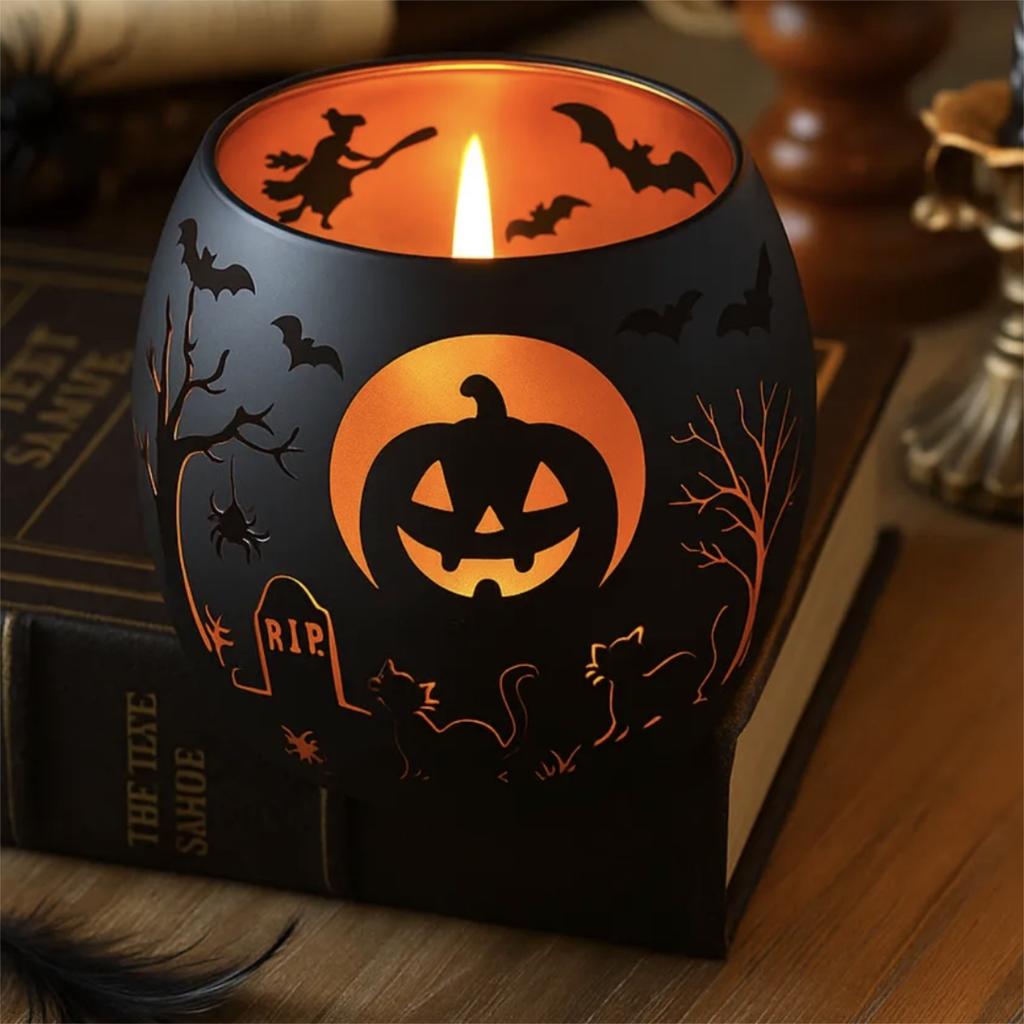 Candlestick Holder With Wide Opening Halloween Party Decor Spooky Table Centerpiece Pumpkin Vibe Ambiance Light Decoration Prop