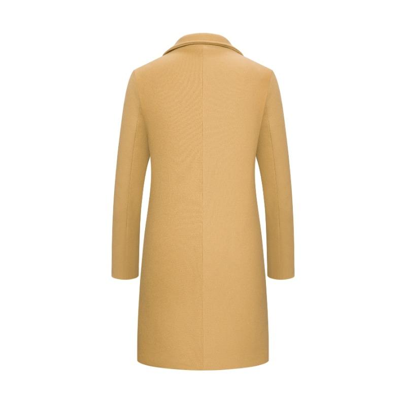 Frühling Herbst Neue Lange Baumwolle Mantel Neue Wollmischung Reine Farbe Casual Business Mode Herrenbekleidung Schlank Windjacke