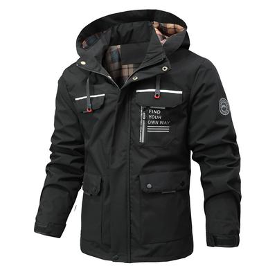 Spring and Autumn New Leisure Thin Breathable Long Men's Hooded Trench Coat Outdoor