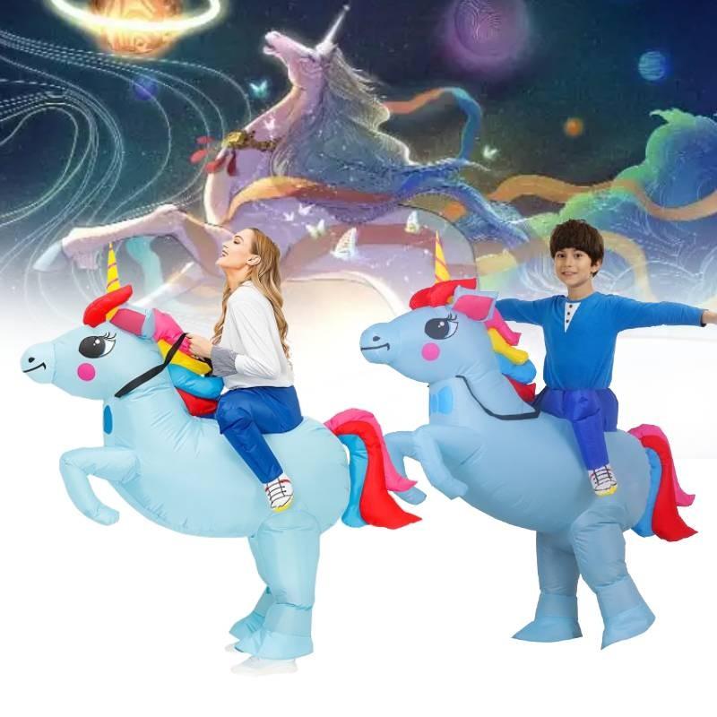 Blue Unicorn Inflatable Costumes Adults Child Christmas Halloween Dress Gift Up
