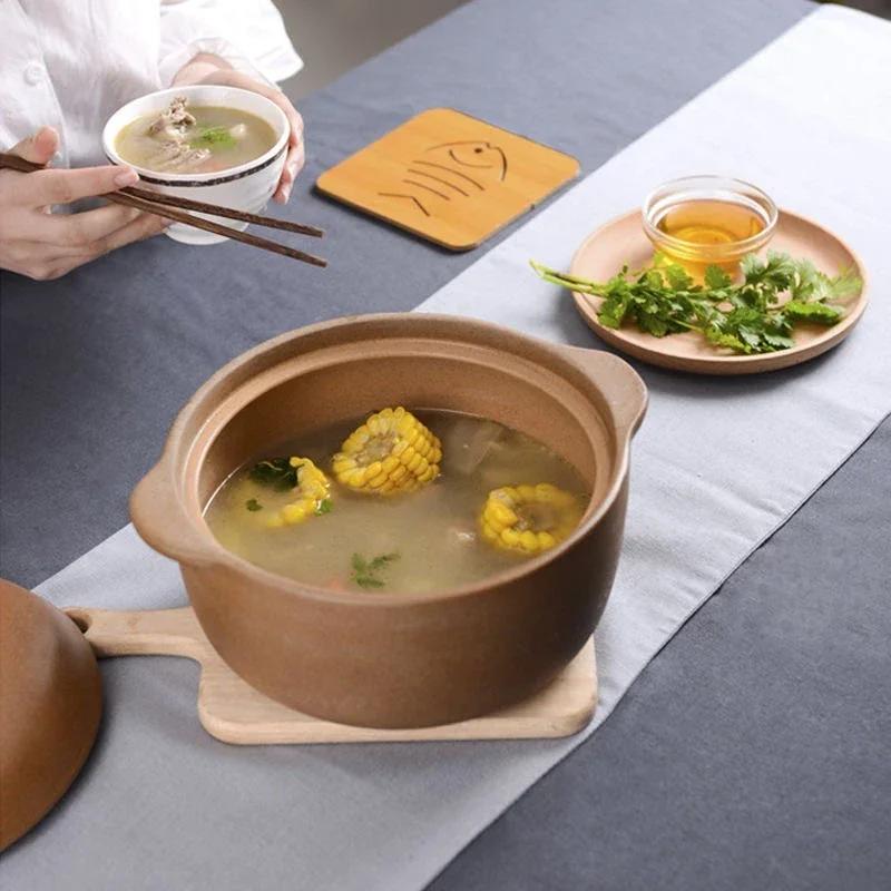 0.8L 1.2L 1.6L Casserole Clay Casserole High Temperature Resistant Household Open Flame Unglazed Stew Pot Soup Porridge