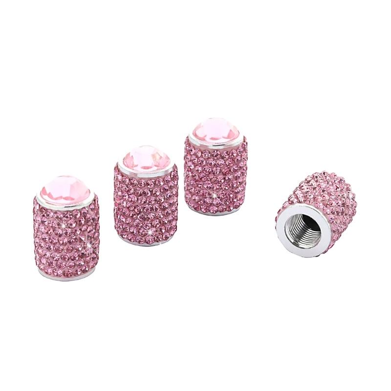 4pcs Rhinestones Tire Valves  Caps General  Dustproof & Rustproof Tire Caps Decorative Car Valves  Caps for Car & Bike