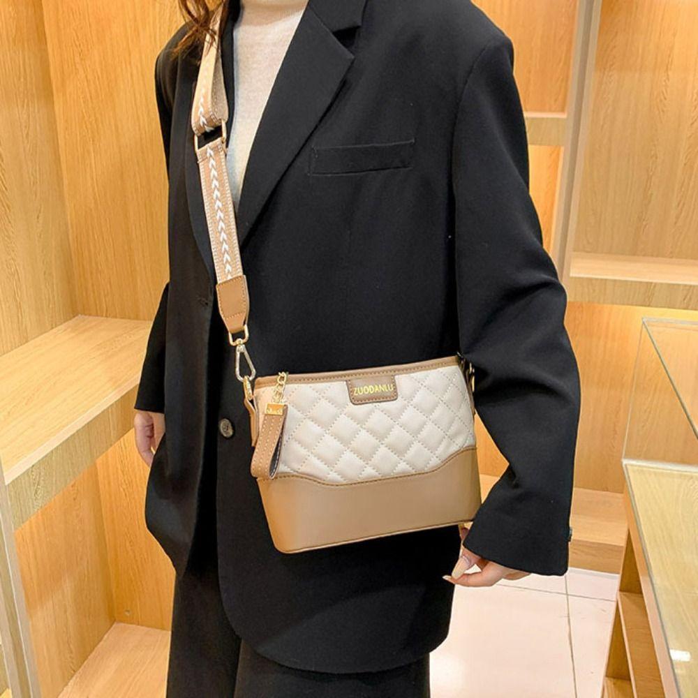 Lattice Rhombic Lattice Shoulder Bag Letter Underarm Bag Cute Crossbody Bag  Girls