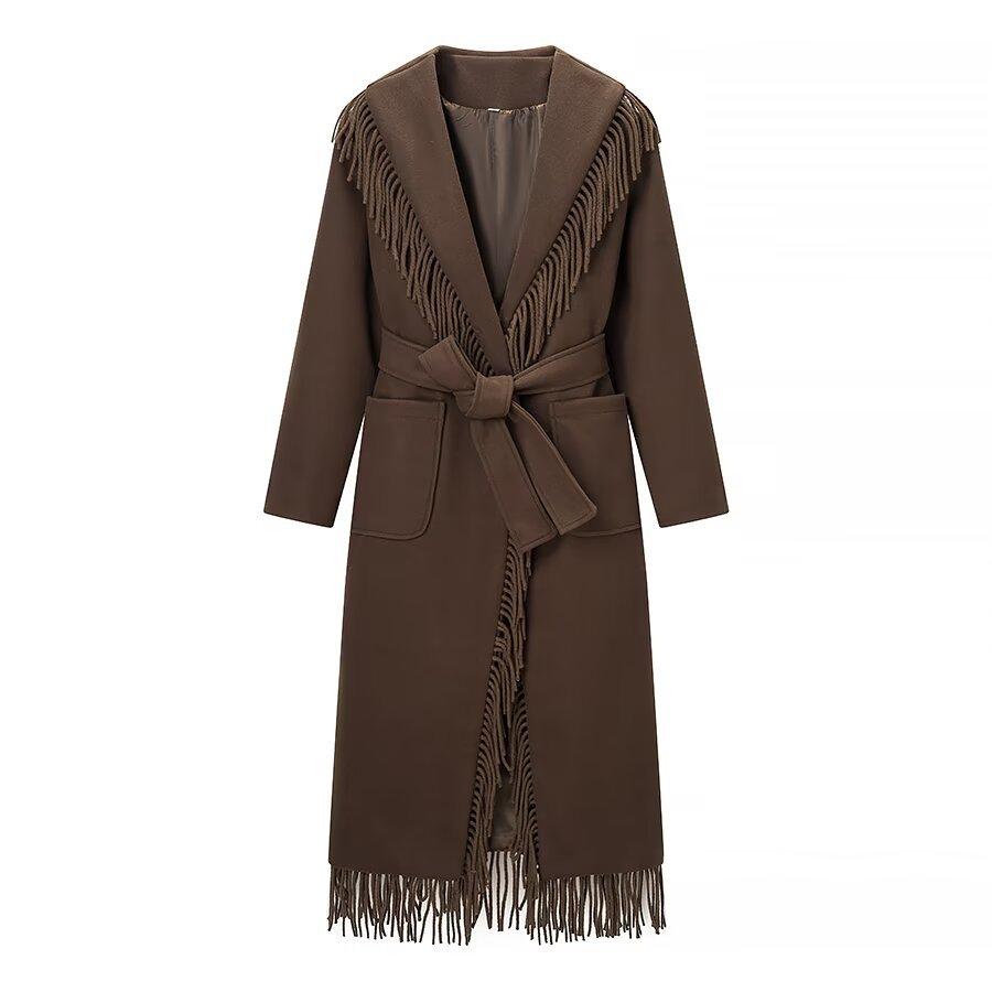 European and American Style, New Women's Clothing, Versatile, Fashionable, Versatile, Fashionable, Fringed Woolen Coat
