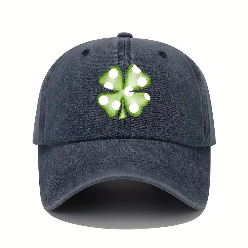 Four Leaf Clover Polka Dot Baseball Cap Adjustable Polyester Casual Outdoor Hat Unisex