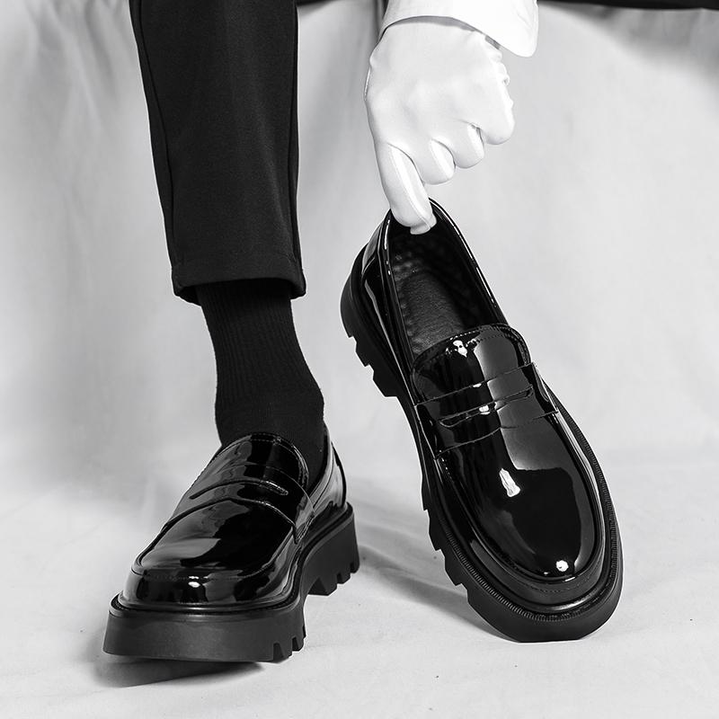 Dress Shoes Men Black PU Thick Sole Wear-resistant Casual Business Loafers European Social Shoes Size 38-45 Men Shoes