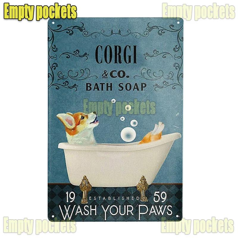 Vintage Pet Dog Corgi Tin Sign Plates for Pet Shop Bedroom Living Room cafe Kitchen metal wall art Decor Gift for Dog Lover