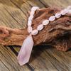 Boheemse Rozenkwarts Kralen Ketting met Natuurlijke Kristal Hanger