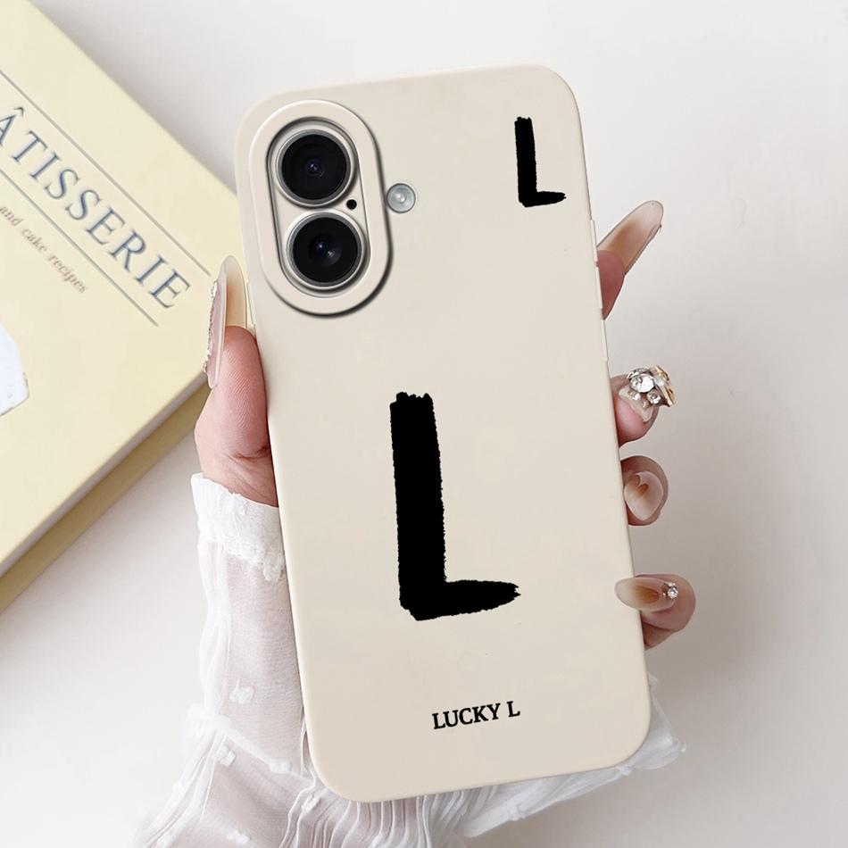 For iPhone 17 17Air Lucky Initial Letter Phone Case For iPhone17 17 Air Soft Silicone Shockproof Cases Bumpers