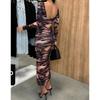 Autumn New Long Sleeve Zebra Print Split Sexy Dress Women Round Neck Slim Fit Vintage Party Club Casual Dresses Women Elegant High Waist Dress 25240
