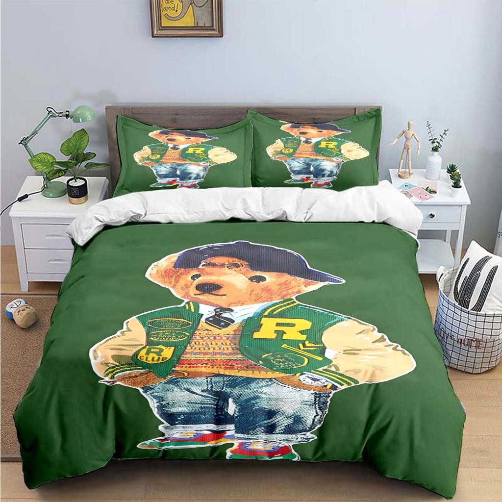Hot Sale Fashion Bear Bedding Set Single Twin Full King Size Cute Animals Bed Linen Adults Teens Bedroom Luxury Gift