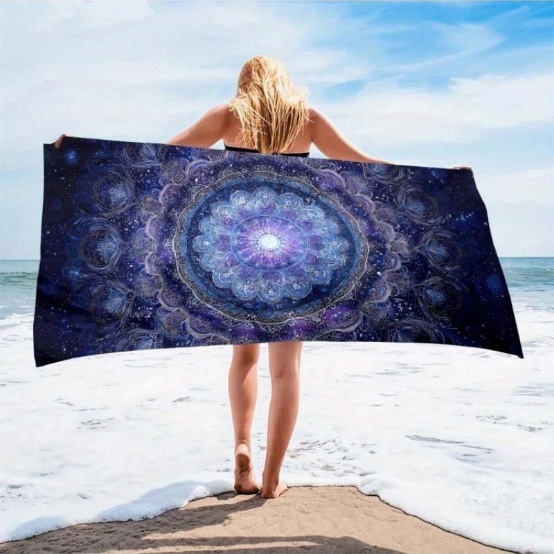 

1pc Luxury Soft Large Mandala Microfiber Towel - Lightweight Quick-Dry,Super Absorbent & Sand-Resistant, Vibrant Bohemian Design W30*H60(CM)