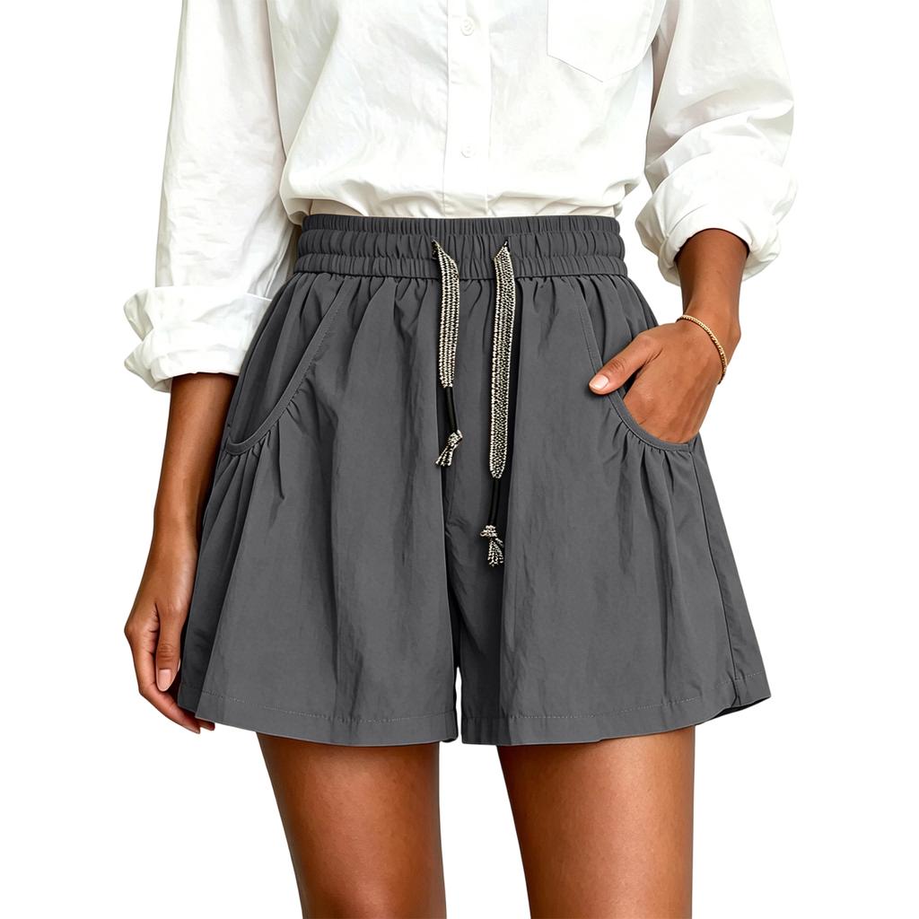 Women’s Loose Fit Lightweight Drawstring Shorts with Pockets Elastic Waist Relaxed Fit Summer Casual Skirt Pants for Everyday Wear
