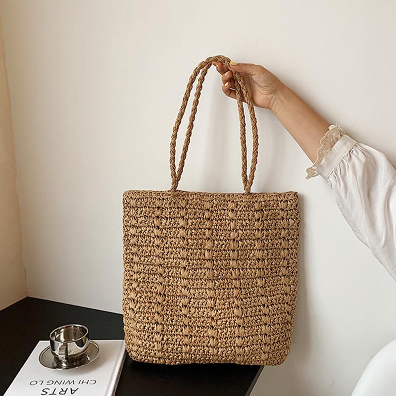 Sac à bandoulière en paille de grande capacité pour femmes