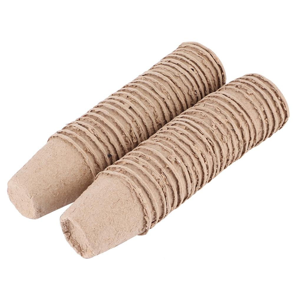 50Pcs 6x6CM Round Degradable Paper Pulp Peat Pots Plant Nursery Cup Use for Gardening