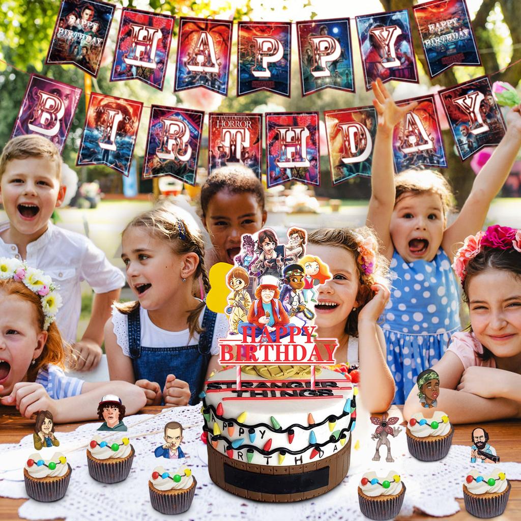 Birthday Theme Decoration Set Pull Flag Cake Insert Balloons Party Decoration