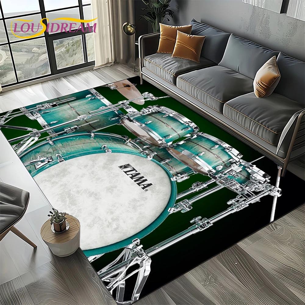 3D Music Instruments Drum Kit Drum Set Carpet Rug for Living Room Bedroom Home Sofa Decoration,Kids Area Rug Non-slip Floor Mat