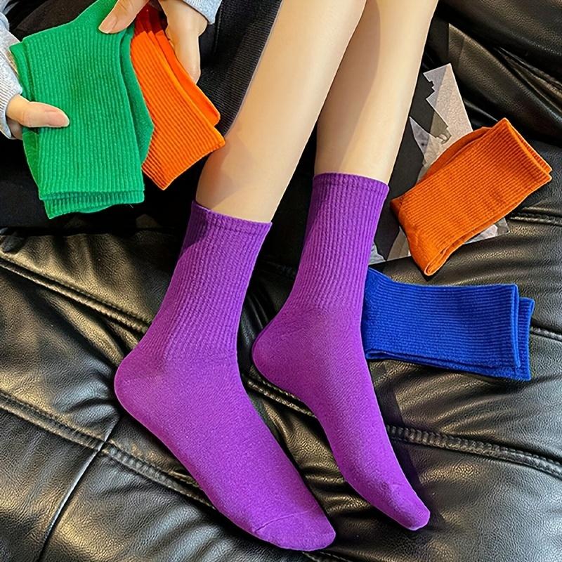 10/20 Pairs Candy Colored Crew Socks, Unisex Street Style Sports Mid Tube Socks For Fall & Winter, Women's Stockings & Hosiery