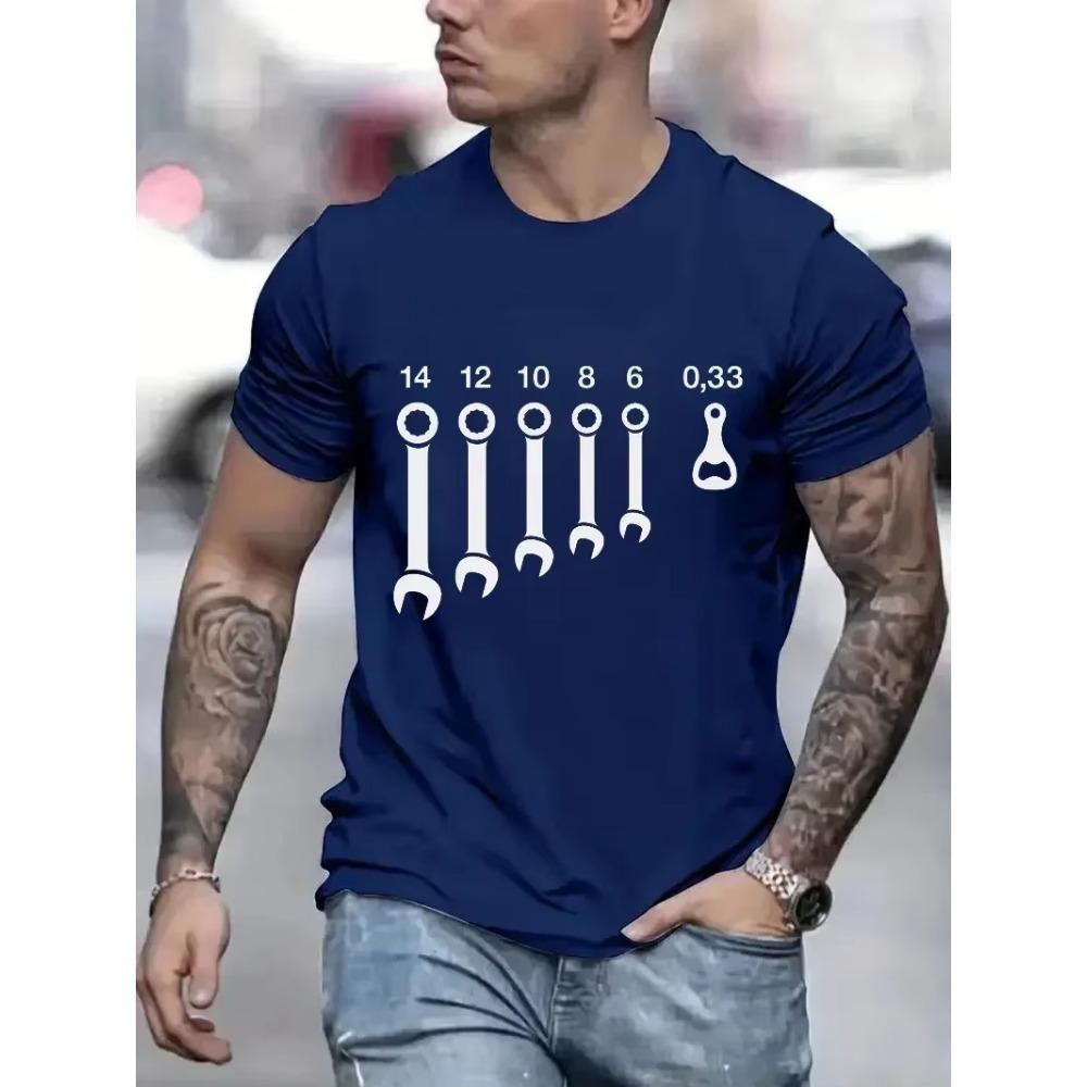 T Shirts for Men Clothing Wrench  Wrenches Beer Bottle Opener Tools Humorous T-Shirts Crewneck Tees Short Sleeve Oversized Tops