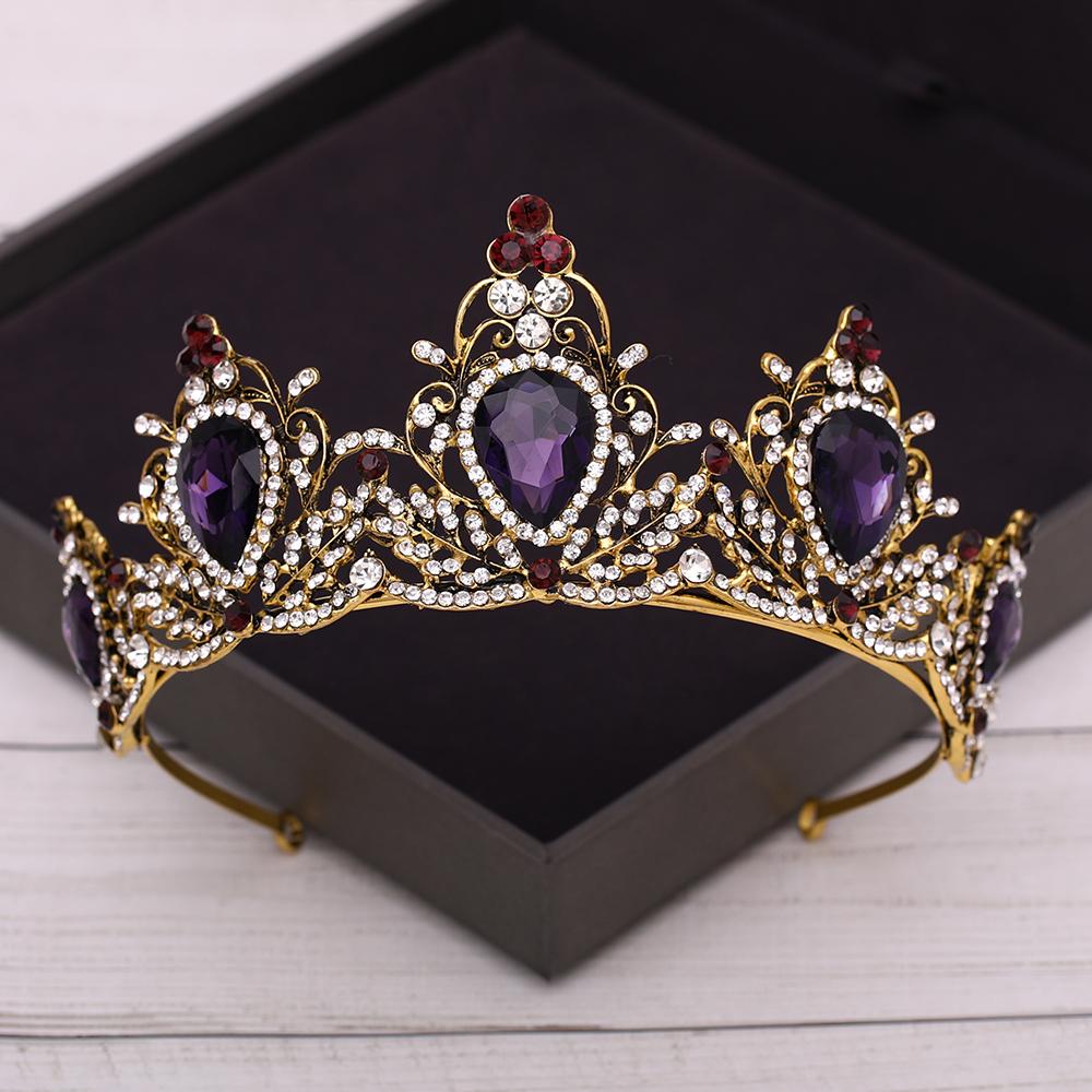 Свадебная корона Золотые свадебные аксессуары для волос Кристаллы Стразы Свадебные тиары — фото 10