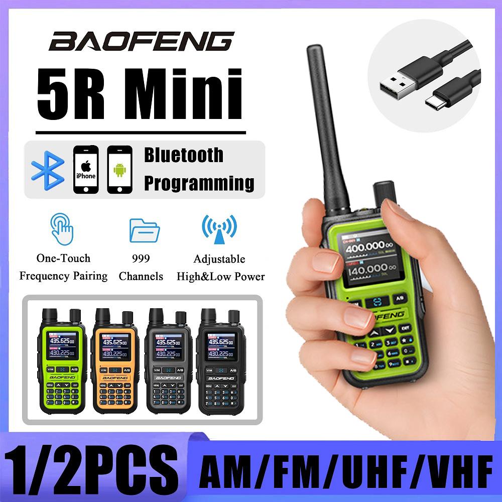 Baofeng 5R Mini Walkie Talkie Dual PTT Bluetooth APP Programming Grey Black Multi Band AM Wireless Copy Frequency Two Way Radios