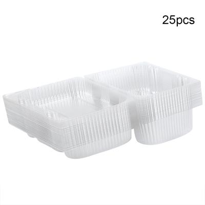 25 Stück Einweg-Plastik-Klappbehälter für Laibe Lebensmittel-Frucht-Aufbewahrungsbox 18,5 x 12,5 x 7 cm