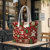 Christmas Printed Tote Bag Casual Portable Handbag for Holiday Shopping Daily Use
