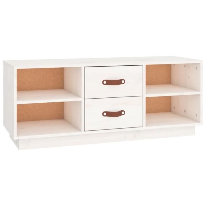 VidaXL Meuble TV Blanc 100x34x40 cm Bois de pin massif 818226
