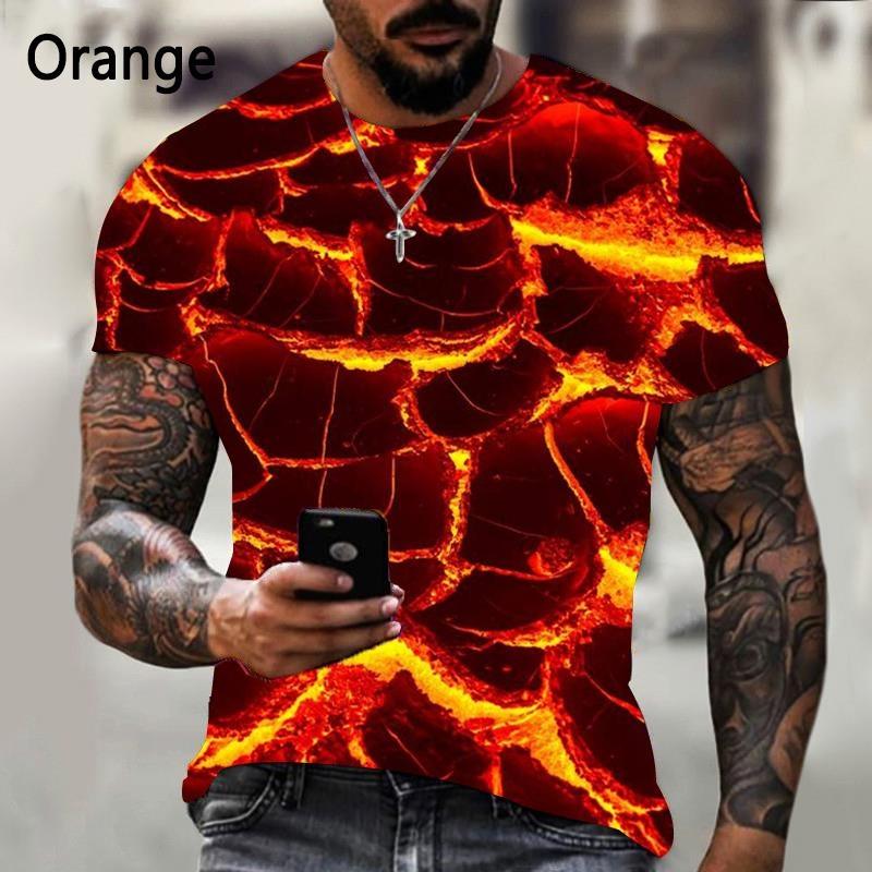 

Summer Round Neck Lava Pattern 3D Print Top Fashionable Casual Short Sleeved Men s T-shirts 6XL