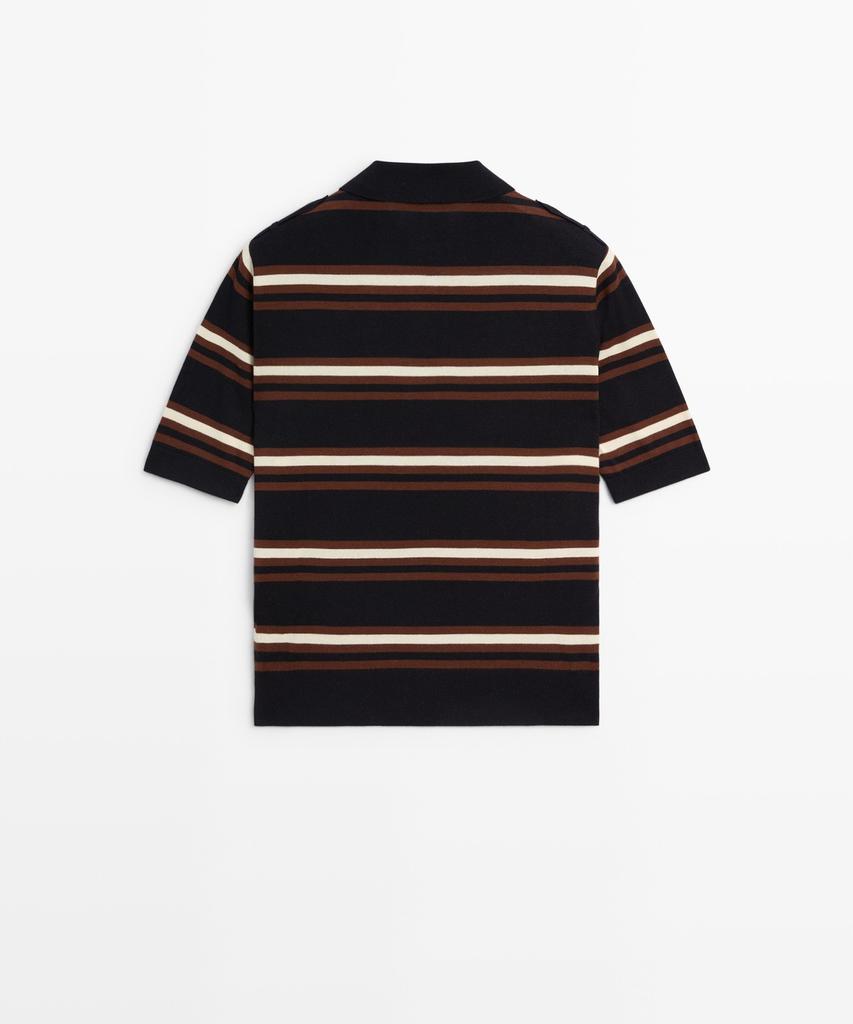 Masimodutti 100% Cotton Striped Knit Polo