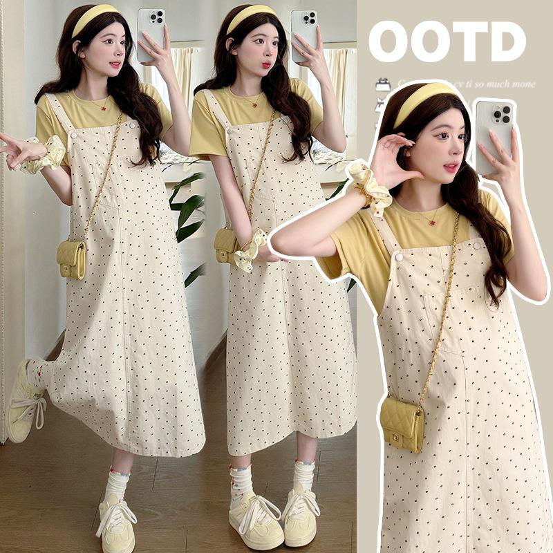 2026 Summer Maternity Korean Floral Overalls Two-Piece Set L