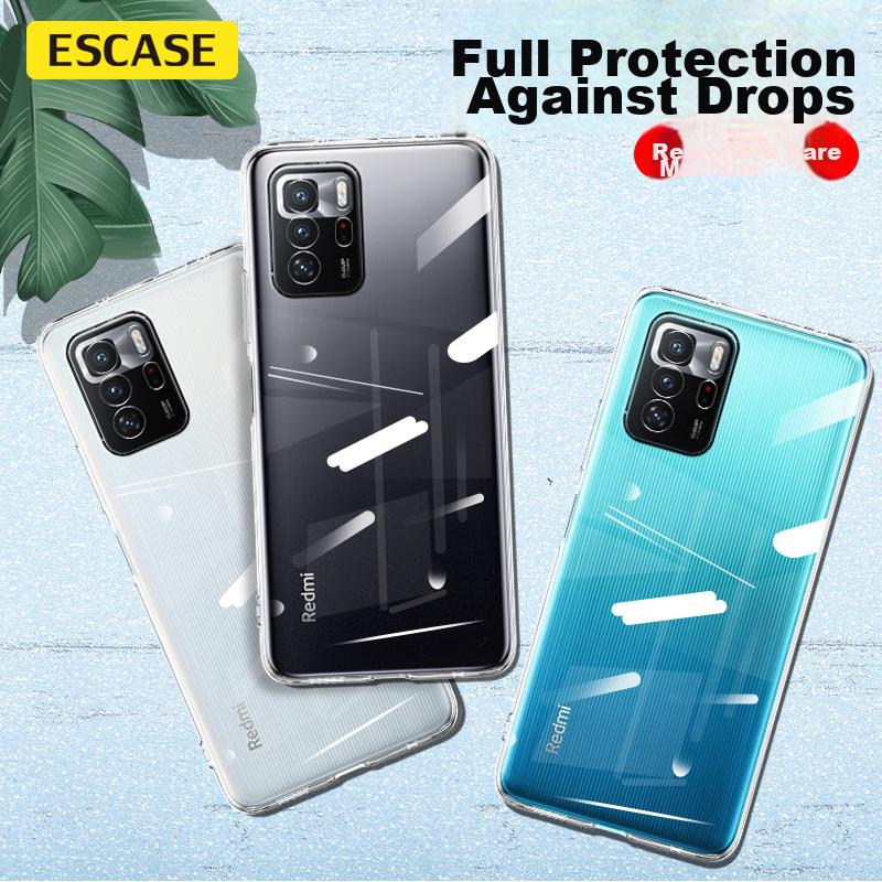 ESCASE Redmi Note 10 Pro Phone Case, Shockproof Full Coverage/soft Ultra-Thin Silicone (With Lanyard Hole), Transparent Soft Case