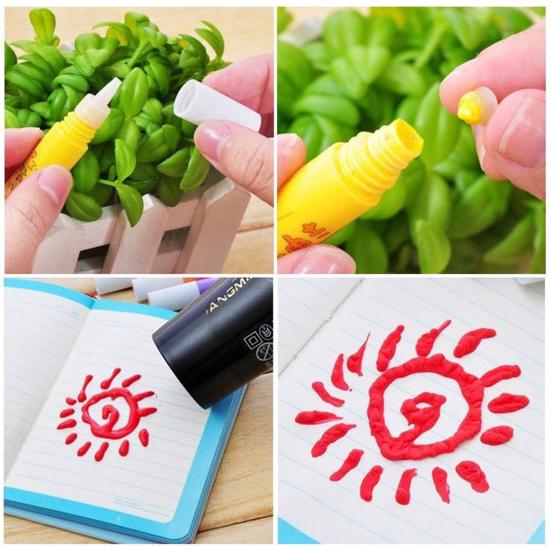 6 stk Farge DIY Bubble Popcorn Tegning Pen Art Creat Markers Skrivesaker