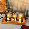 1PC Metal Rustic Wooden Holiday With Reindeer Design Festive Black Silhouette Candlesticks Desk Top Decor 2 Sizes